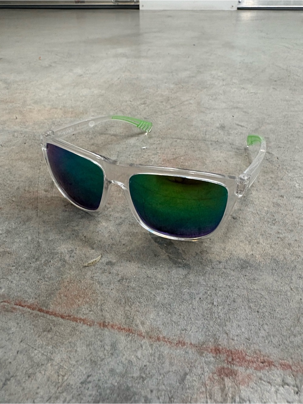 Body Glove J09 Men's Square Sunglasses Clear Frame Green Mirrored UV400 1.00